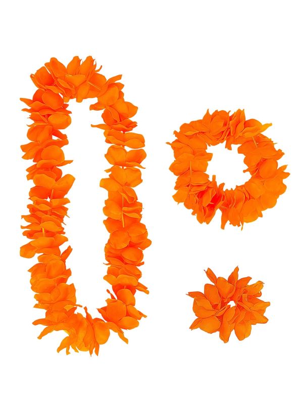 Oranje Hawaii Verkleedset Bloemenkransen