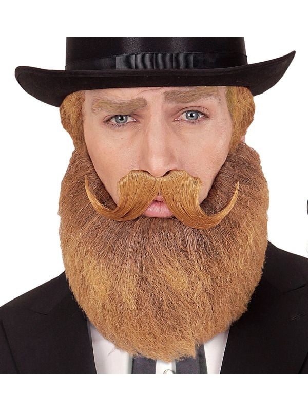Oranje historische baard en snor