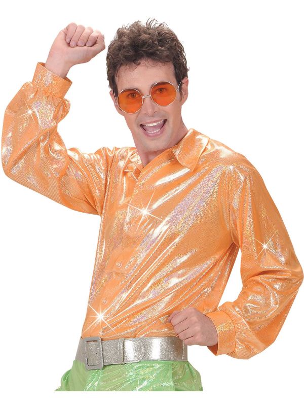 Oranje holografische disco blouse main product photo