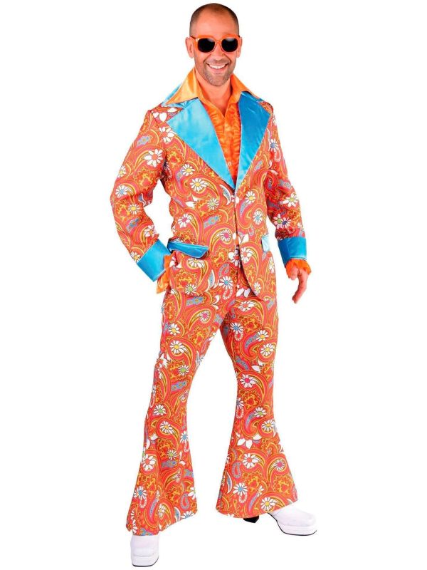 Oranje maatpak jaren 60 hippie mannen main product photo