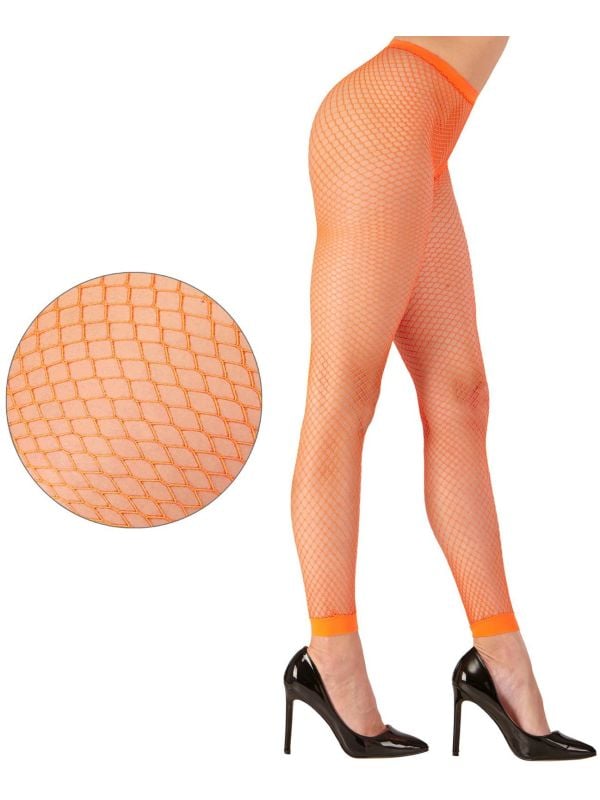 Oranje neon visnet legging One-size-volwassenen