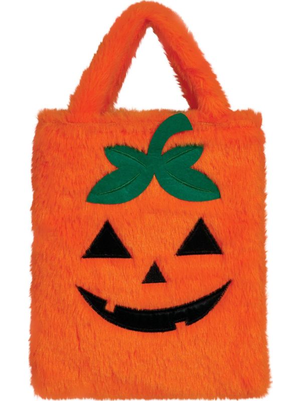 Oranje pluche pompoen tas 19cm halloween