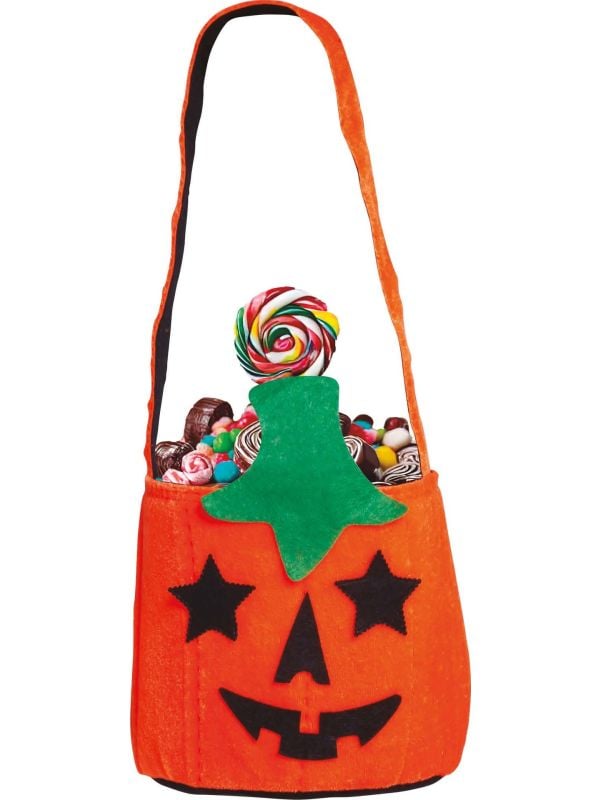 Oranje pompoen snoepemmer 25 cm halloween