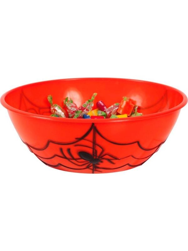 Oranje schaal met spinnenweb 27 x 9 cm halloween