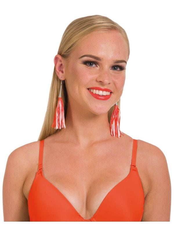 Oranje sliertjes oorbellen