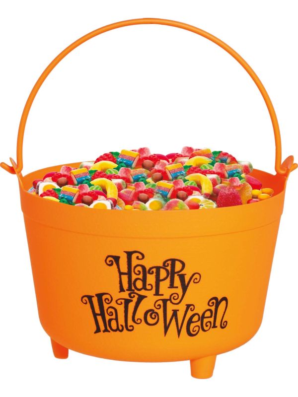 Oranje snoepketel 30 cm halloween