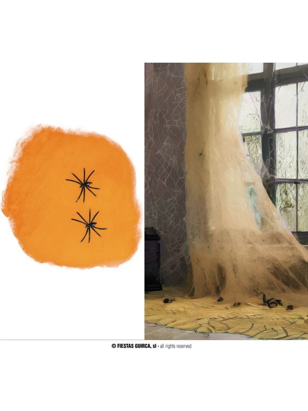 Oranje spinnenweb 100g halloween