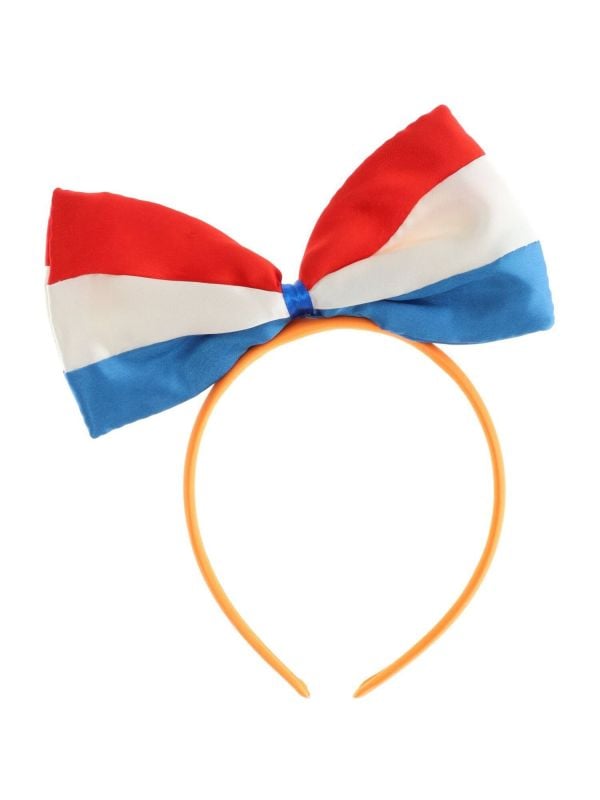 Oranje supporter haarband met pailletten strik