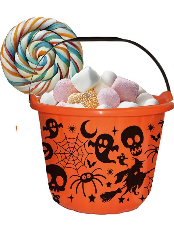 Oranje/zwarte snoepemmer halloween figuren halloween
