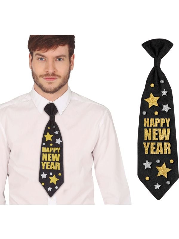 Oud & Nieuw 'Happy New Year' stropdas 38 cm