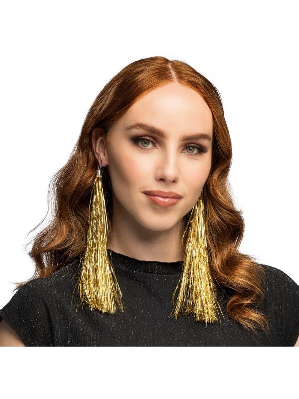 Oud en Nieuw Tinsel Oorbellen Goud