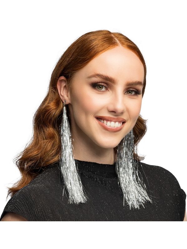 Oud en Nieuw Tinsel Oorbellen Zilver