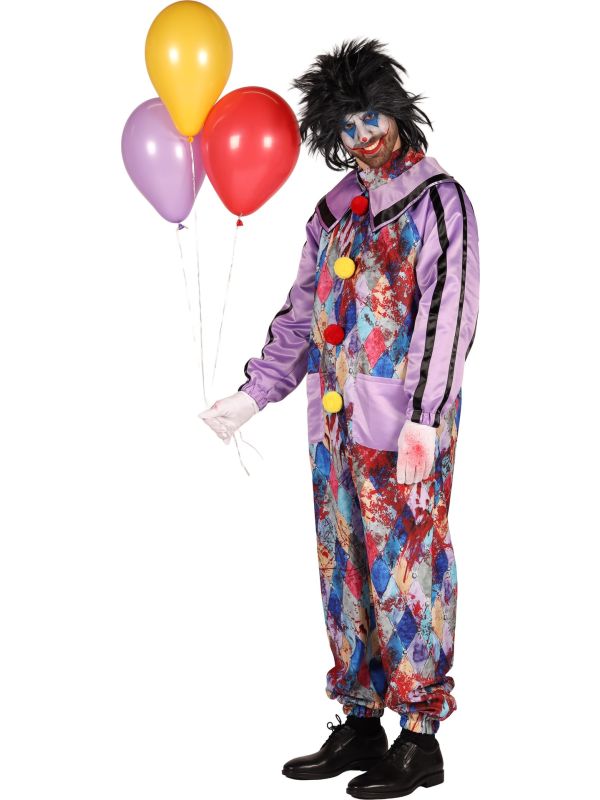 Paars Killer Clown Pak Heren Halloween