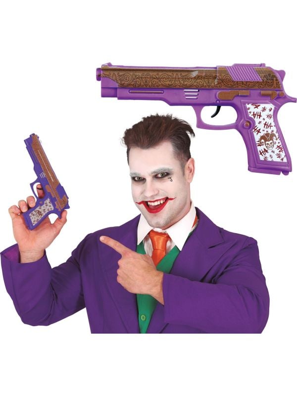 Paars The Joker pistool 30 cm halloween