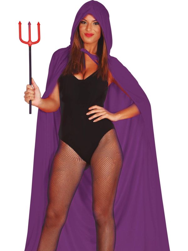 Paarse fluwelen cape met capuchon 130 cm main product photo