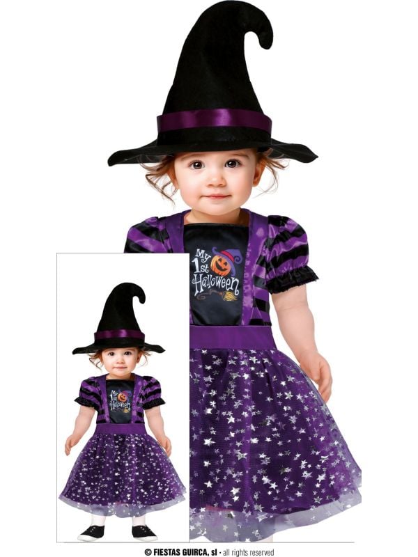Paarse heksen jurk halloween baby