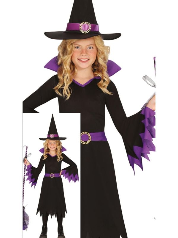 Paarse heksen jurk halloween meisjes