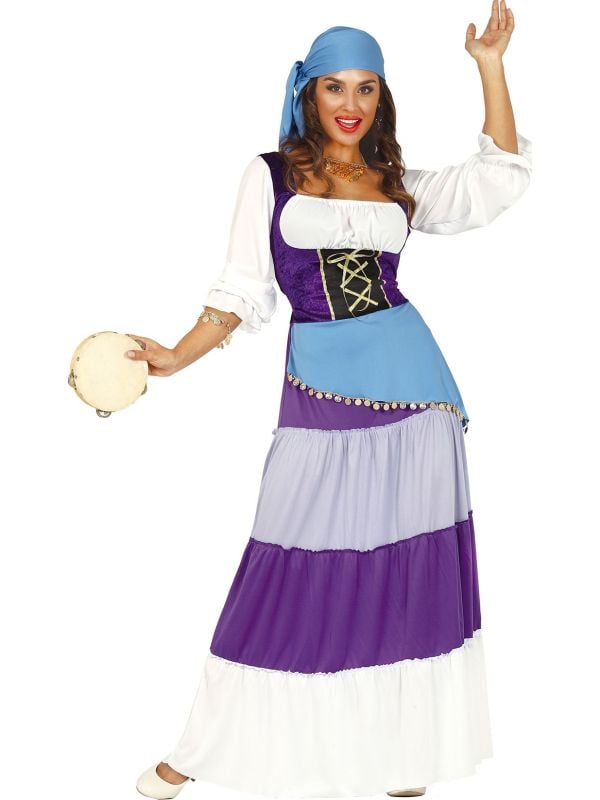 Paarse lange zigeuner jurk main product photo