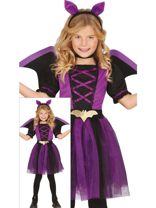 Paarse vleermuis jurk halloween kind