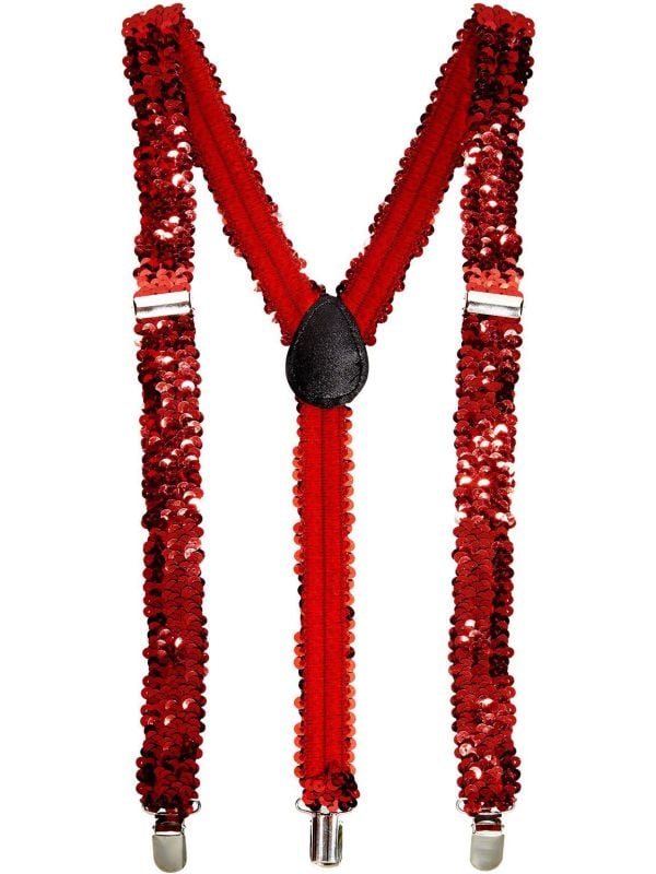Pailletten bretels rood