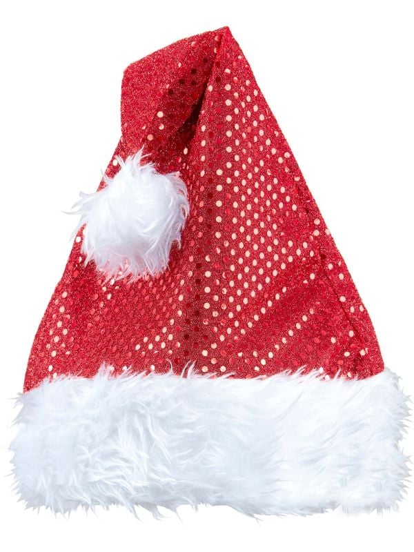 Pailletten kerstmuts rood main product photo