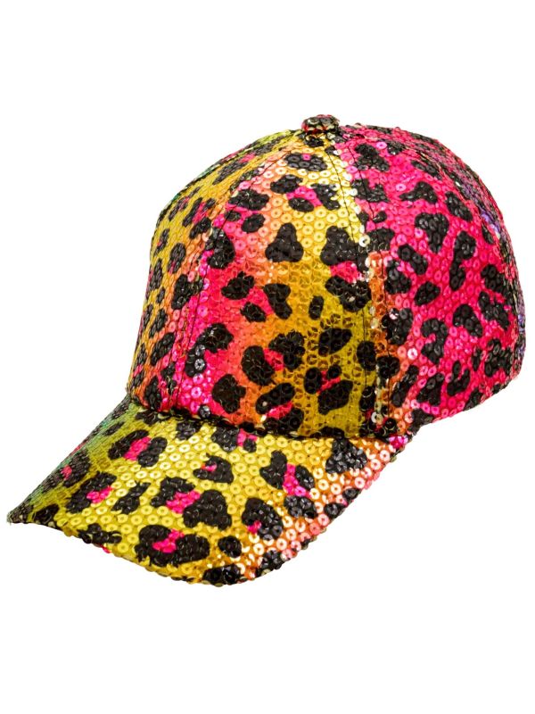 Pailletten Pet Regenboog met Luipaardprint Dames Heren