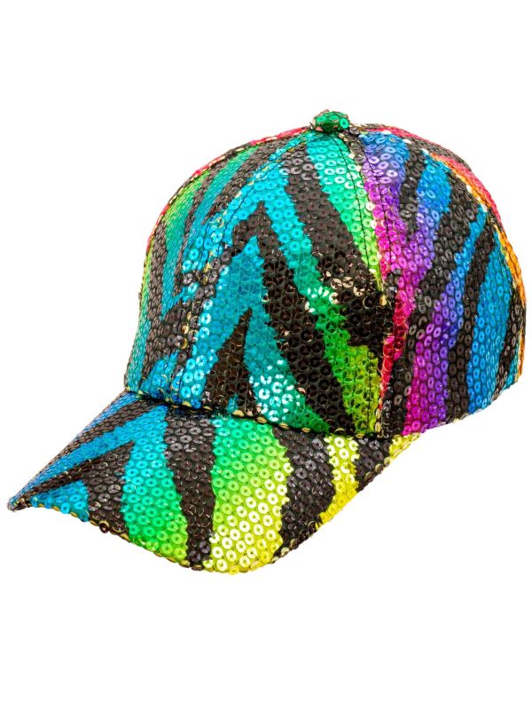 Pailletten Pet Regenboog met Tijgerprint Dames Heren