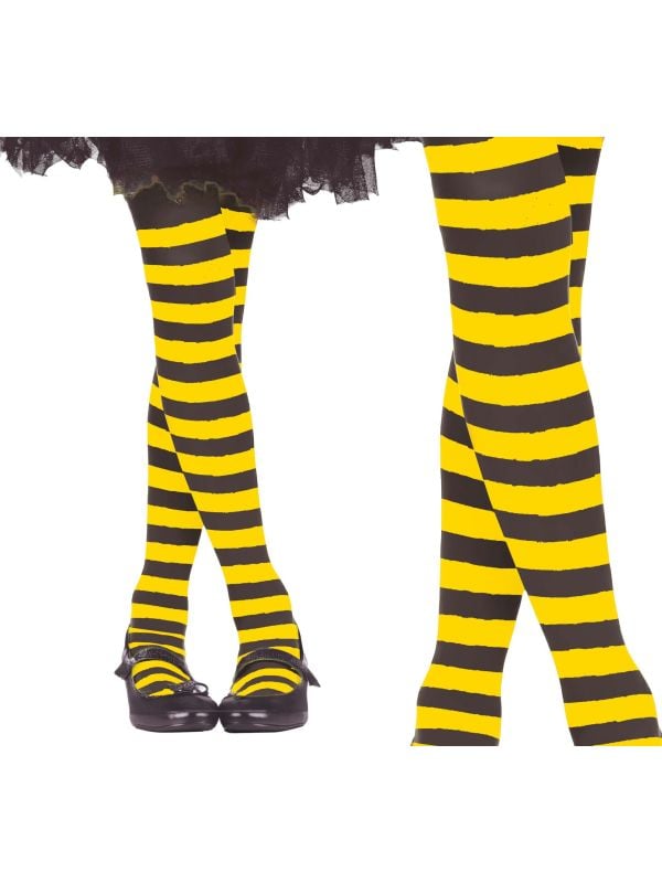 Panty meisjes geel/zwart gestreept