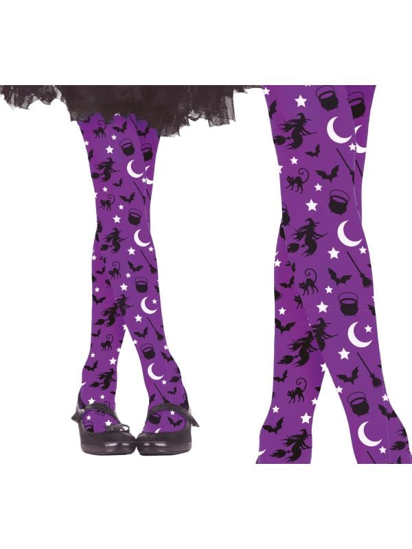 Panty meisjes halloween heks paars