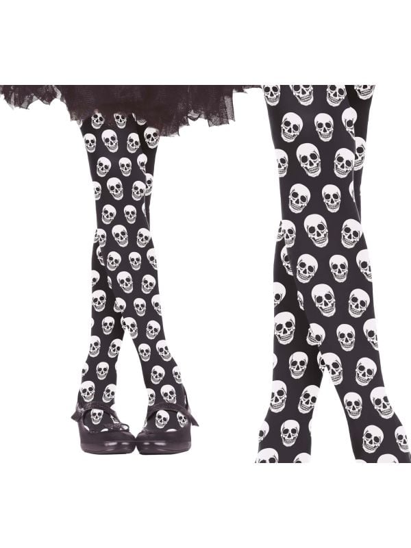 Panty meisjes halloween wit doodshoofd