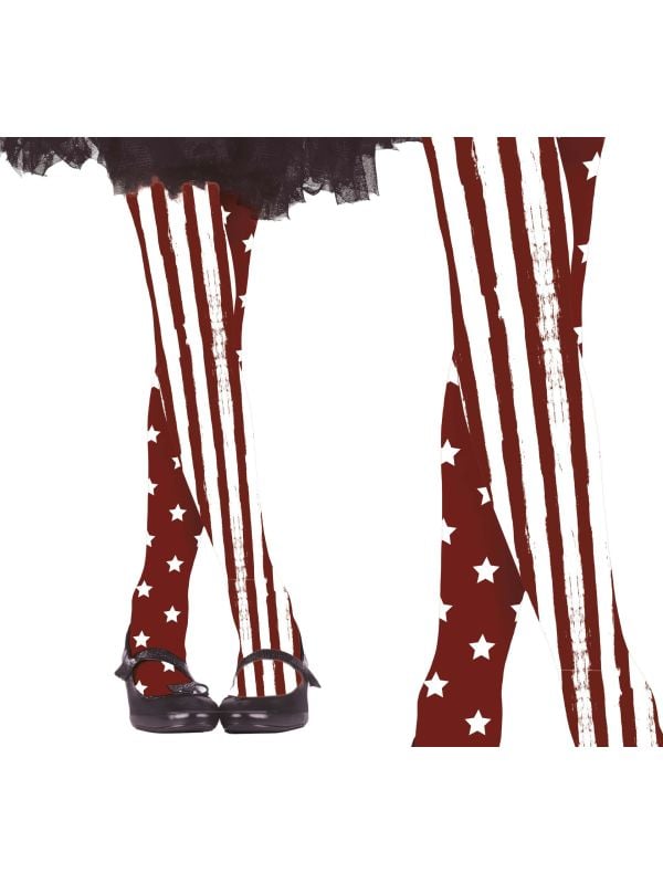 Panty meisjes rood/witte Amerika strepen