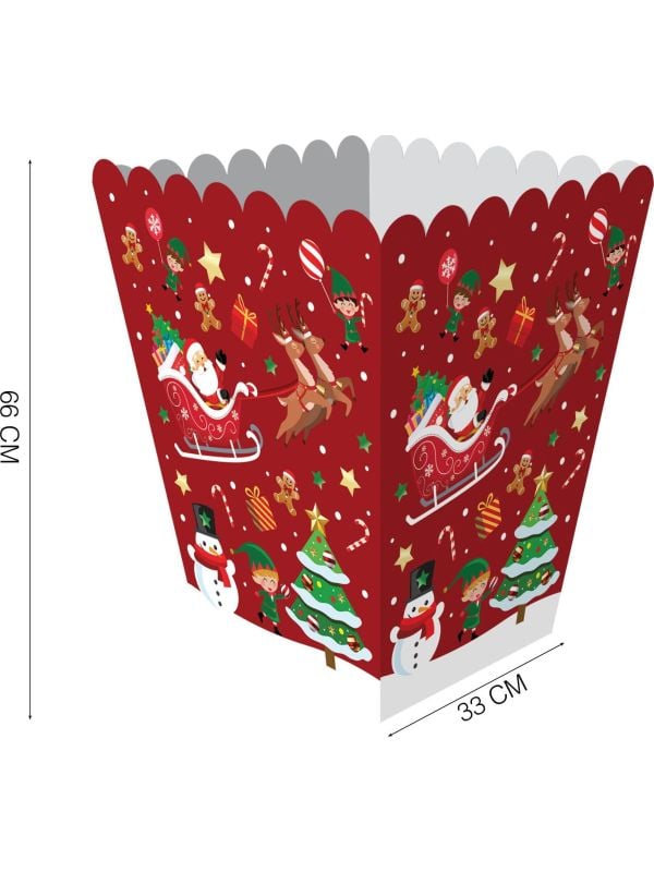 Papieren kerst popcornbakjes kerstfiguren 6 stuks
