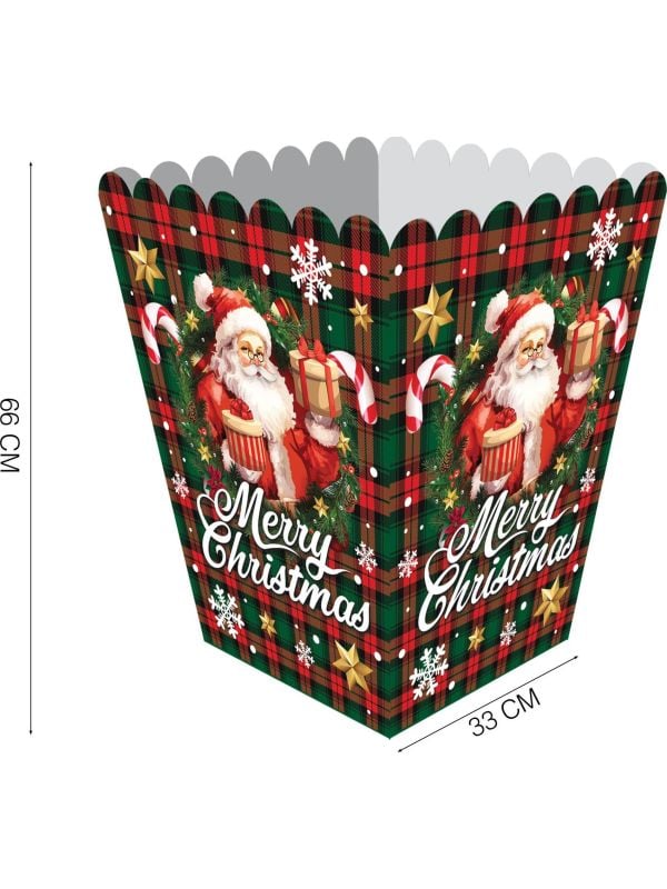 Papieren kerst popcornbakjes merry christmas 6 stuks
