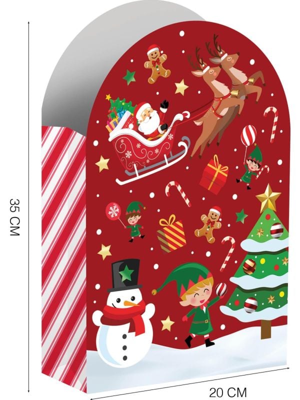 Papieren kerst snoepzakjes kerstfiguren 6 stuks
