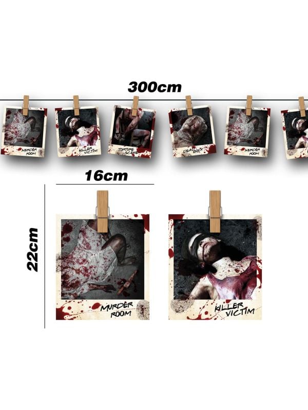 Papieren moordfoto's figuurslinger 2,74 meter halloween