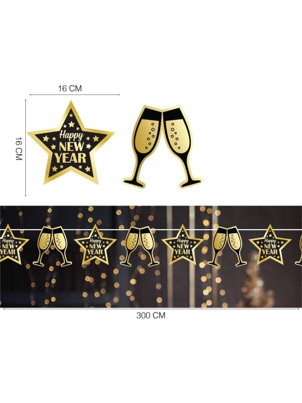 Papieren Oud & Nieuw figuurslinger champagne 3 meter