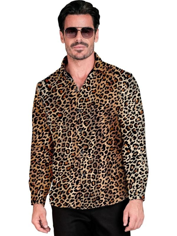 Party blouse panterprint pailletten mannen