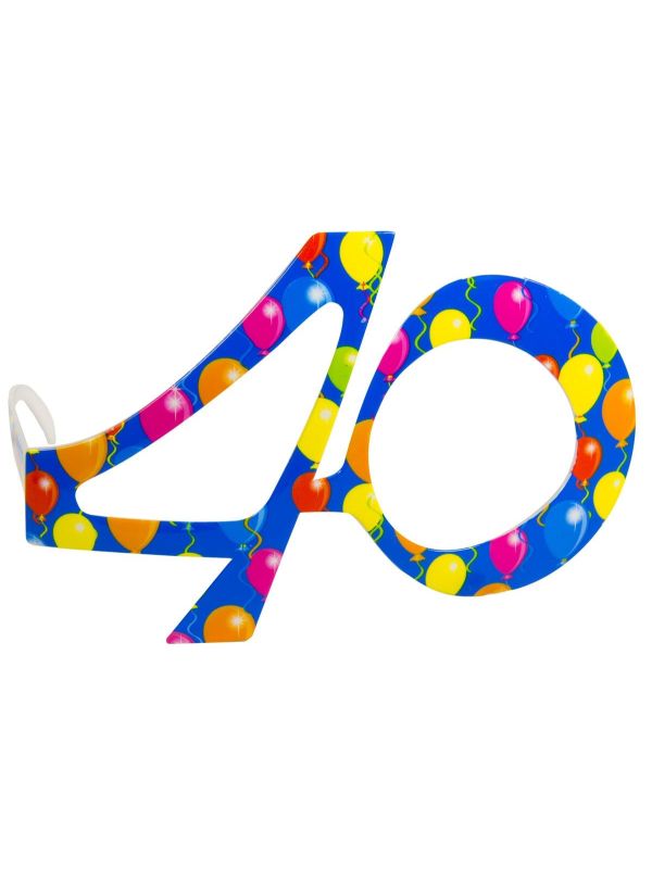 Party bril 40 jaar ballonnen blauw