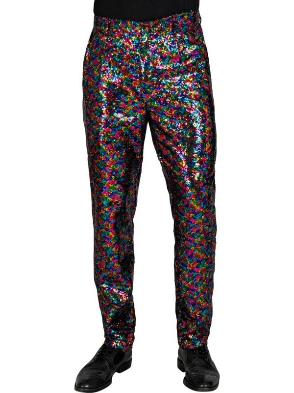 Party broek kleurrijke pailletten mannen