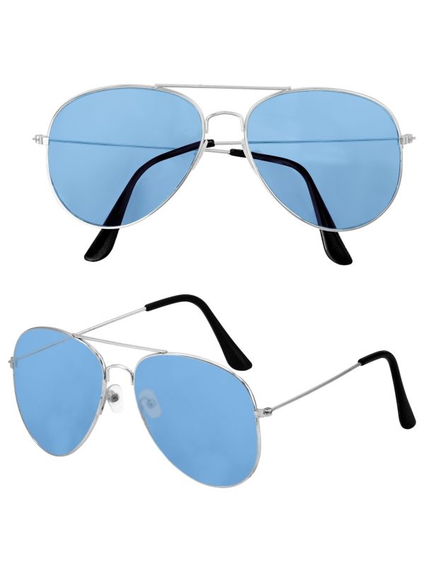 Piloten Bril Zilver met Blauw Glas Dames Heren