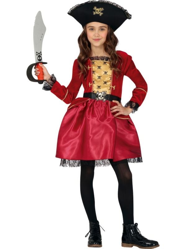 Piraat jurk meisje rood
