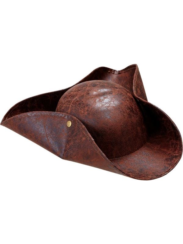 Piraten lederlook tricorn hoed