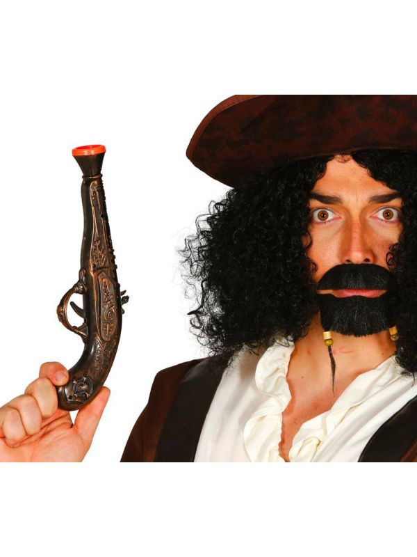 Piraten pistool zwart goud 28cm main product photo