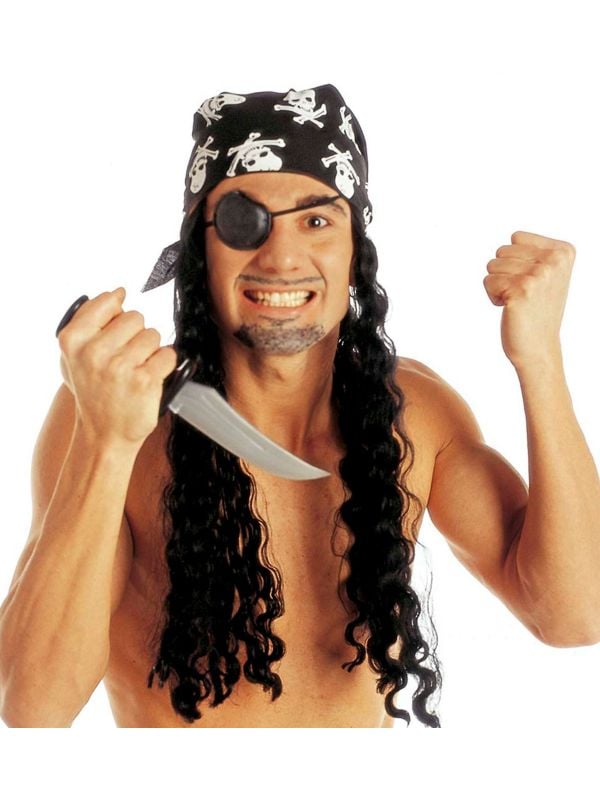 Piraten pruik met hoofddoek en ooglap main product photo