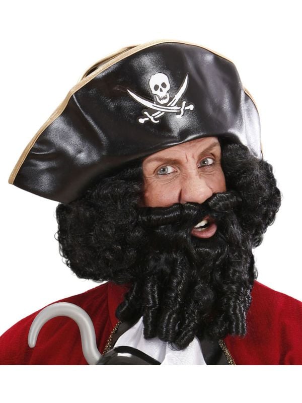 Piraten pruik met lokken en baard