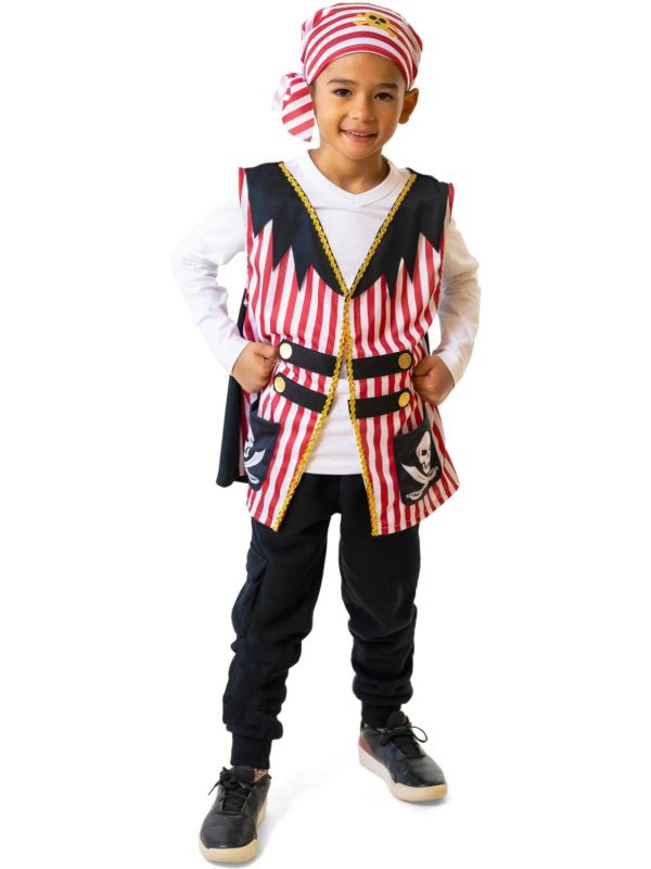 Piratenvest met bandana rood wit Kind