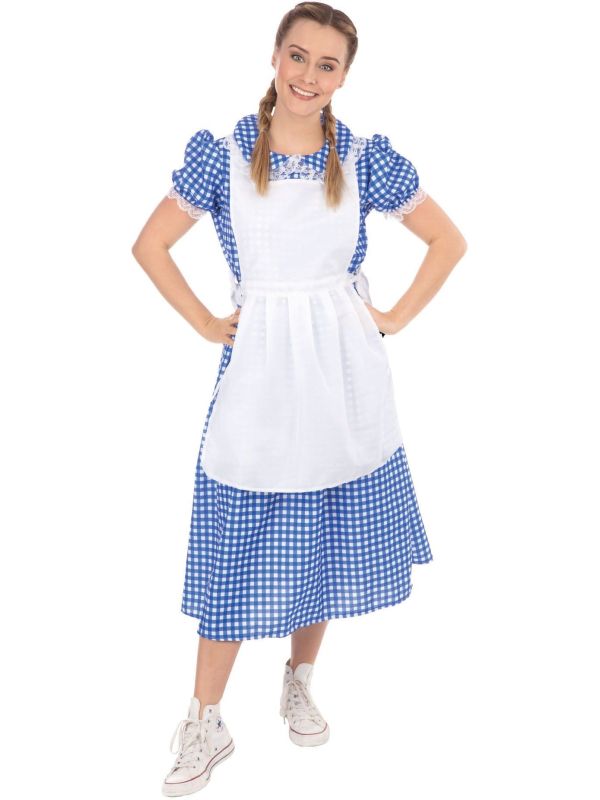 Platteland Jurkje Boerin met Schort Dames Blauw