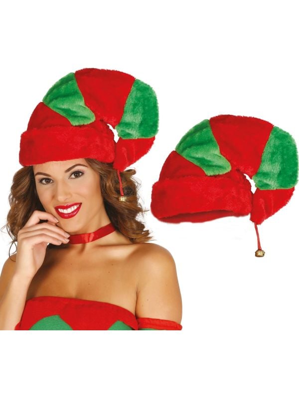 Pluche kerst elf hoed groen rood