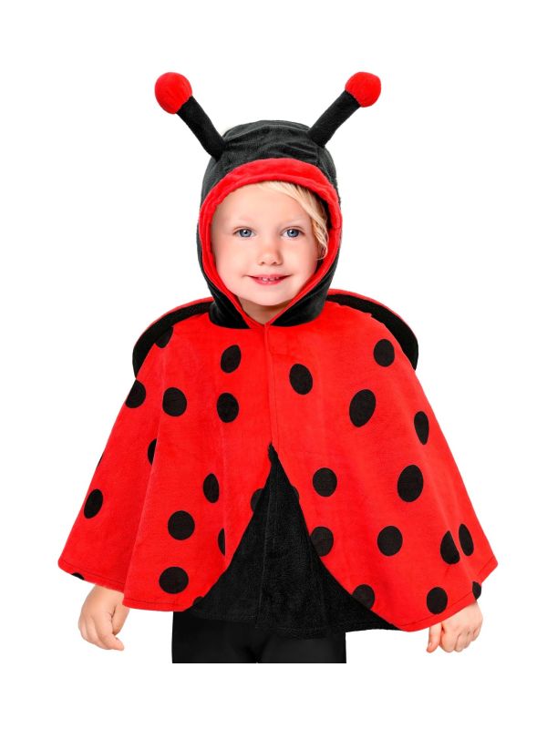 Pluche Lieveheersbeestje Hoodie Poncho Cape Rood Kind 98 cm