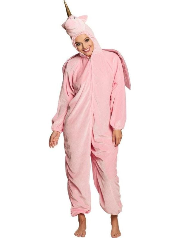 Pluche unicorn onesie roze